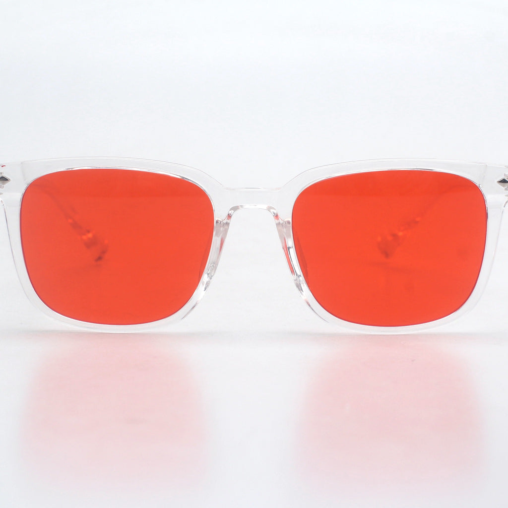 Hueban SR Ember — crystal square frame with red lens