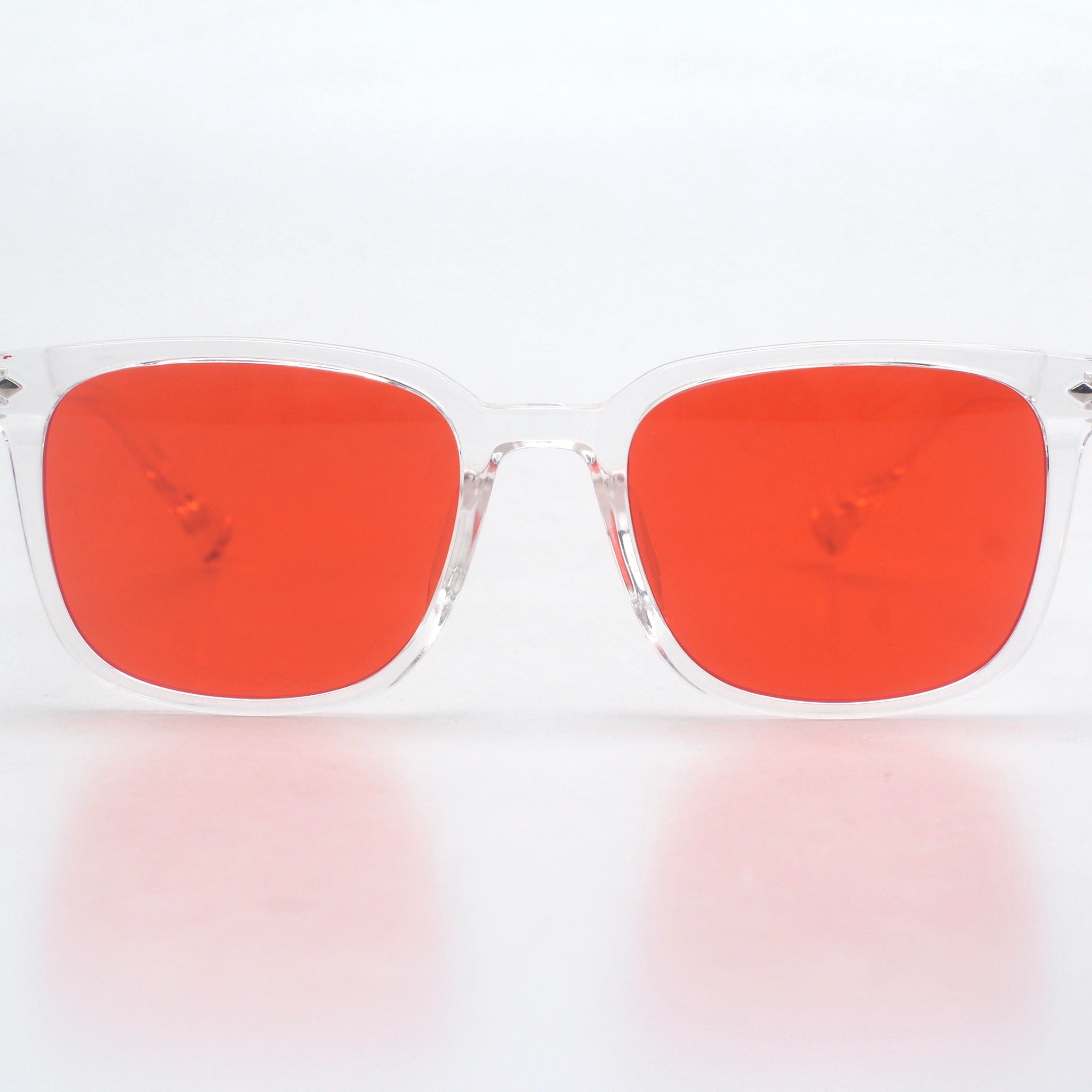 Hueban SR Ember — crystal square frame with red lens