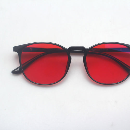Hueban SR Prism — black round frame with red lens
